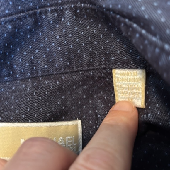 MICHAEL Michael Kors men’s blue polka dot button down shirt size 15-15.5 - Picture 8 of 9